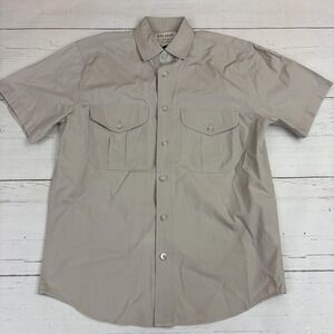 CC Filson Shirt Mens XS Beige Short Sleeve Button-Up Utility Pockets Workwear